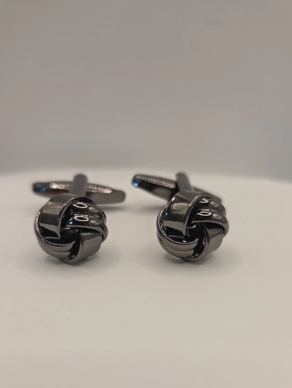 Gunmetal Knot Cufflinks - Men's Classic Interwoven Design